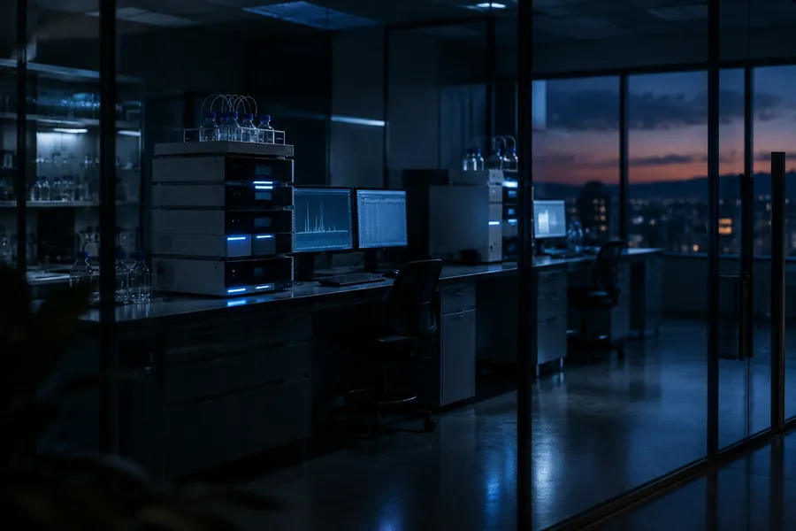 Analytical laboratory at dusk